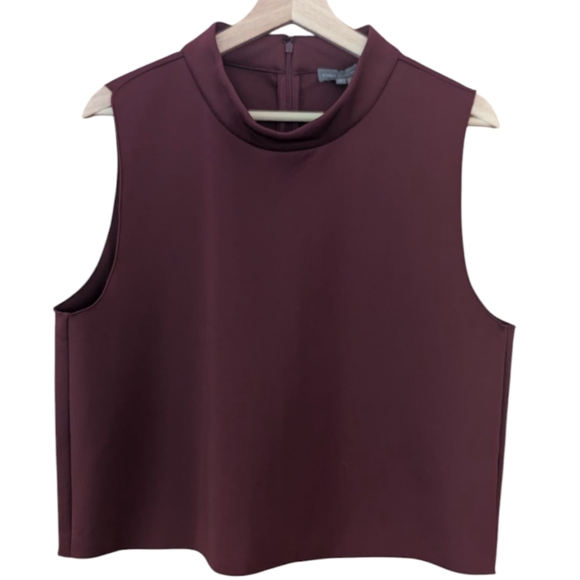 Vince Camuto Maroon Mock Neck Sleeveless Blouse - Size L - Picture 1 of 7